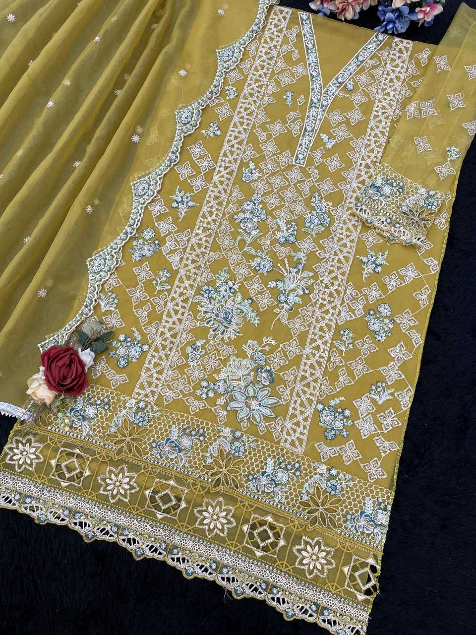 YNF Wholesale Organza Silk Embroidery Suits KESH129 190 | Surat Manufacturer