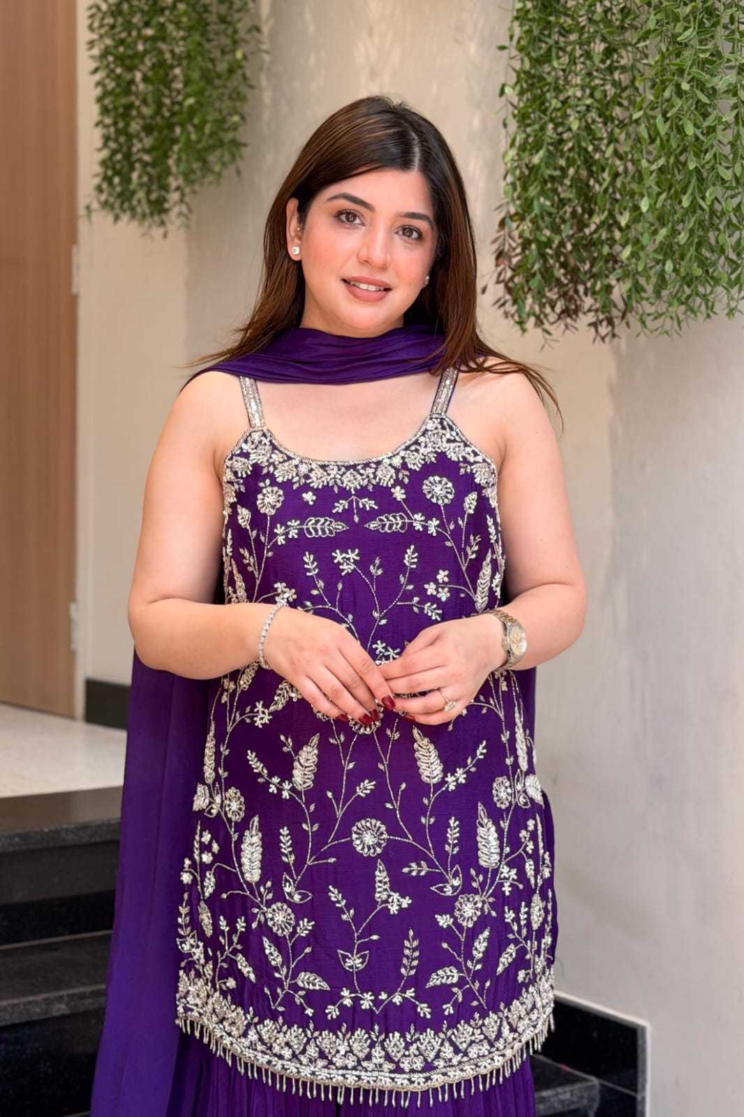 YNF Wholesale Chinon Embroidery Suits KESH129 85 Purple Zari | Surat Manufacturer