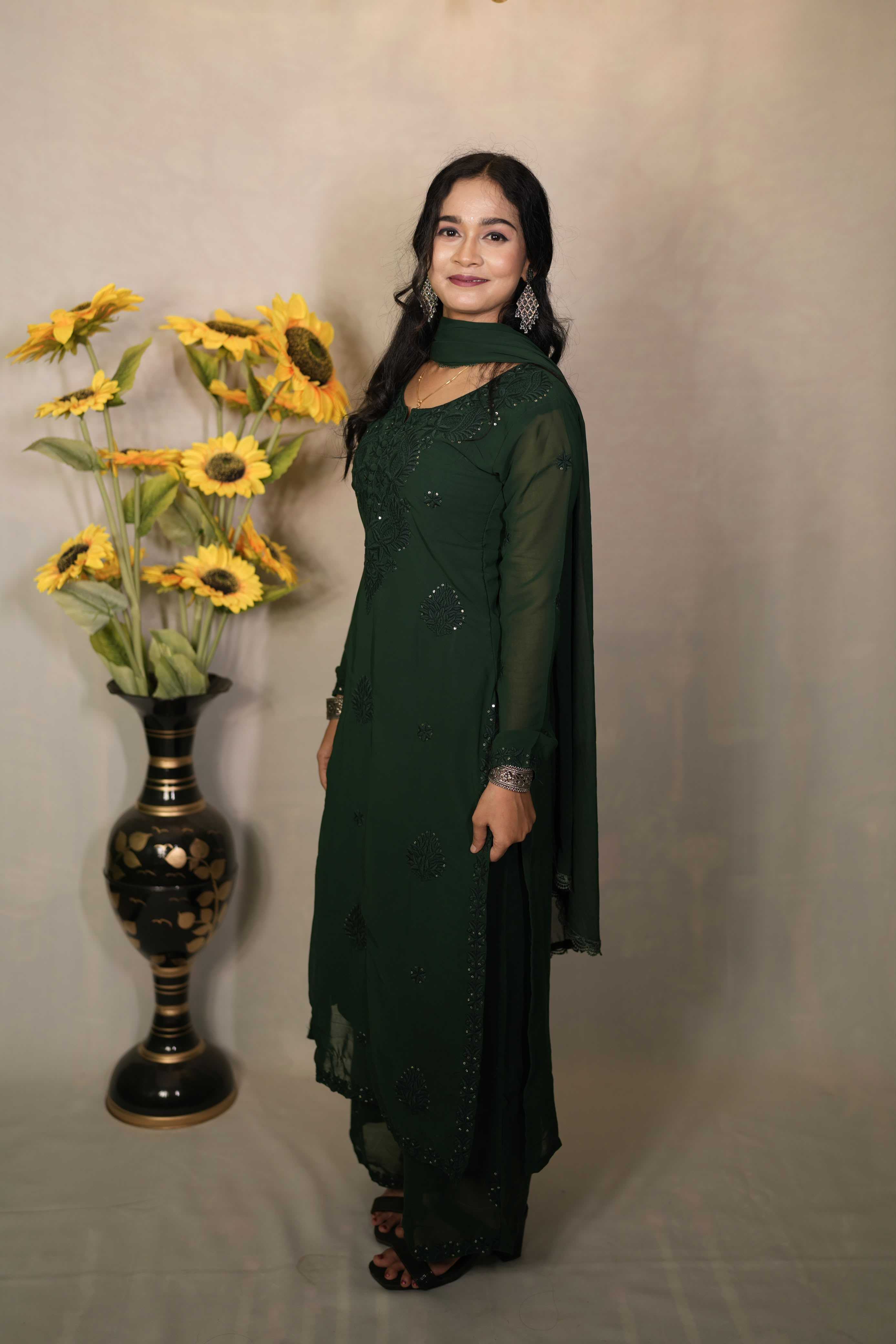 YNF Wholesale Faux Georgette Embroidery Suits KESH155 007 | Surat Manufacturer