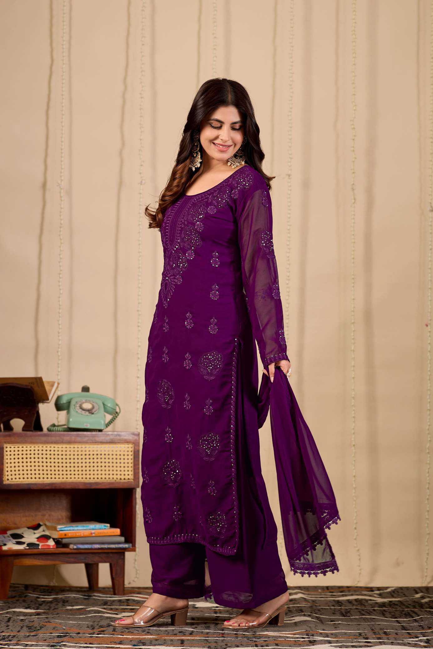 YNF Wholesale Faux Georgette Embroidery Suits KESH155 013 | Surat Manufacturer