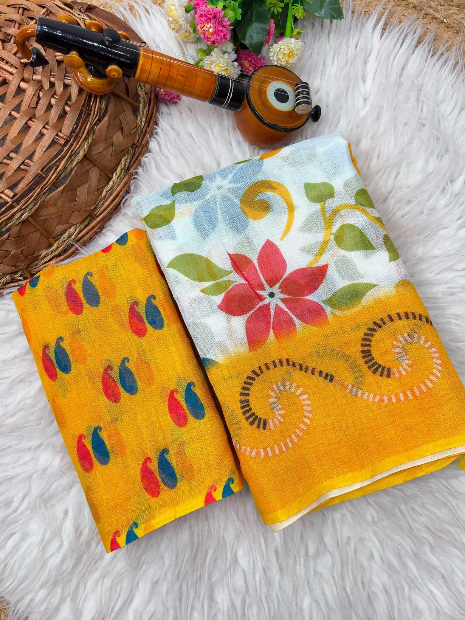 YNF Wholesale Linen Printed Sarees KESH205 Abhirami | Surat Manufacturer