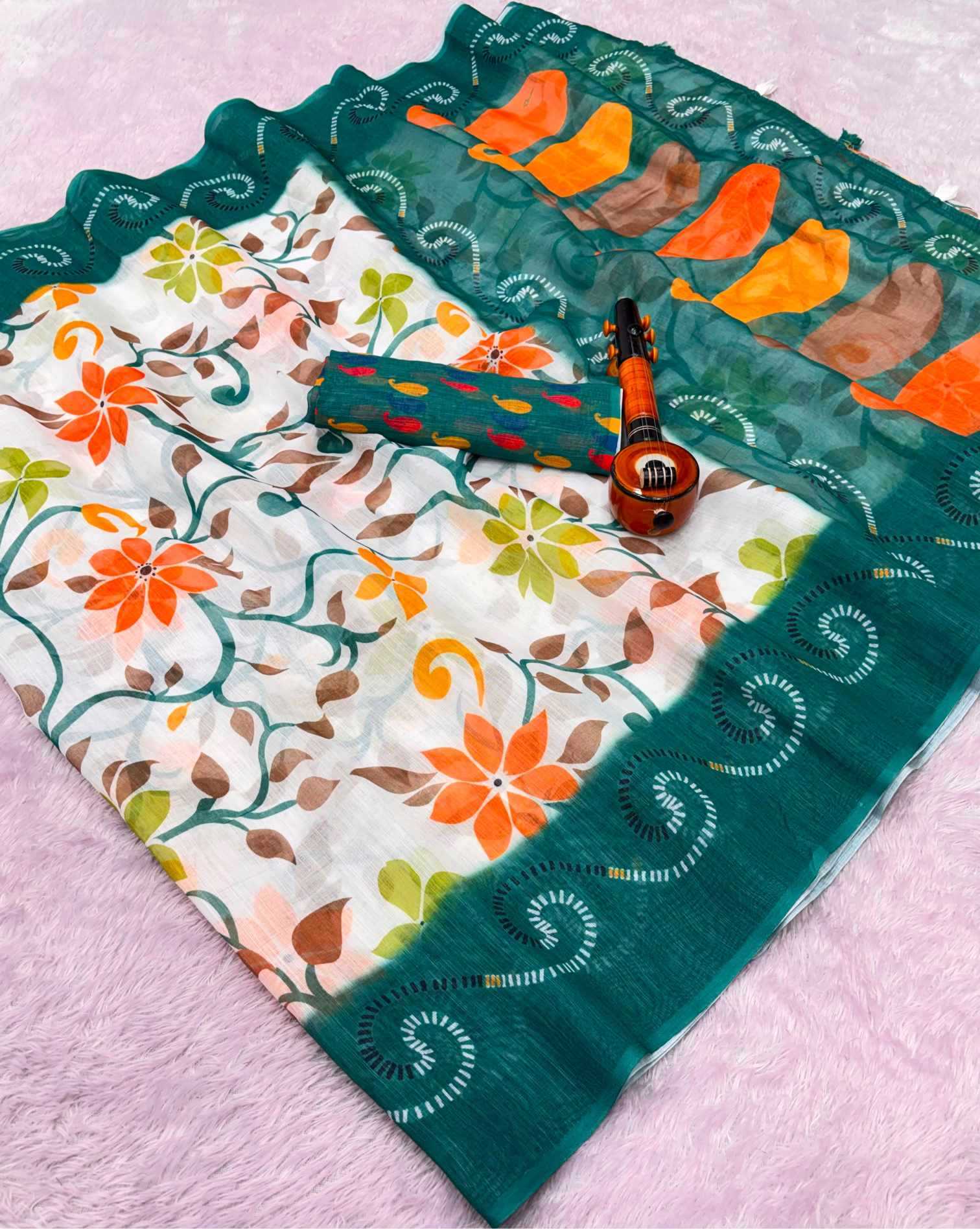YNF Wholesale Linen Printed Sarees KESH205 Abhirami | Surat Manufacturer