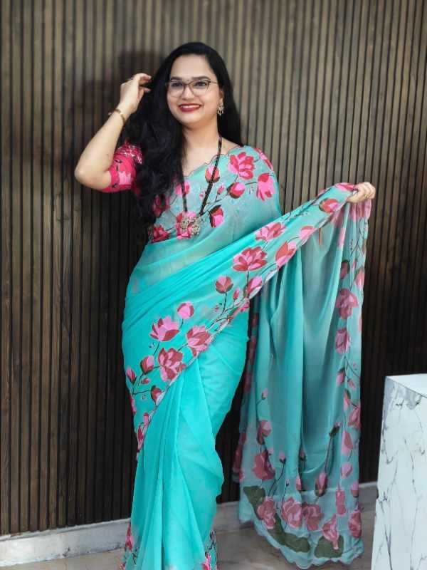 YNF Wholesale Georgette Fancy Sarees KESH419 Floral | Surat Manufacturer