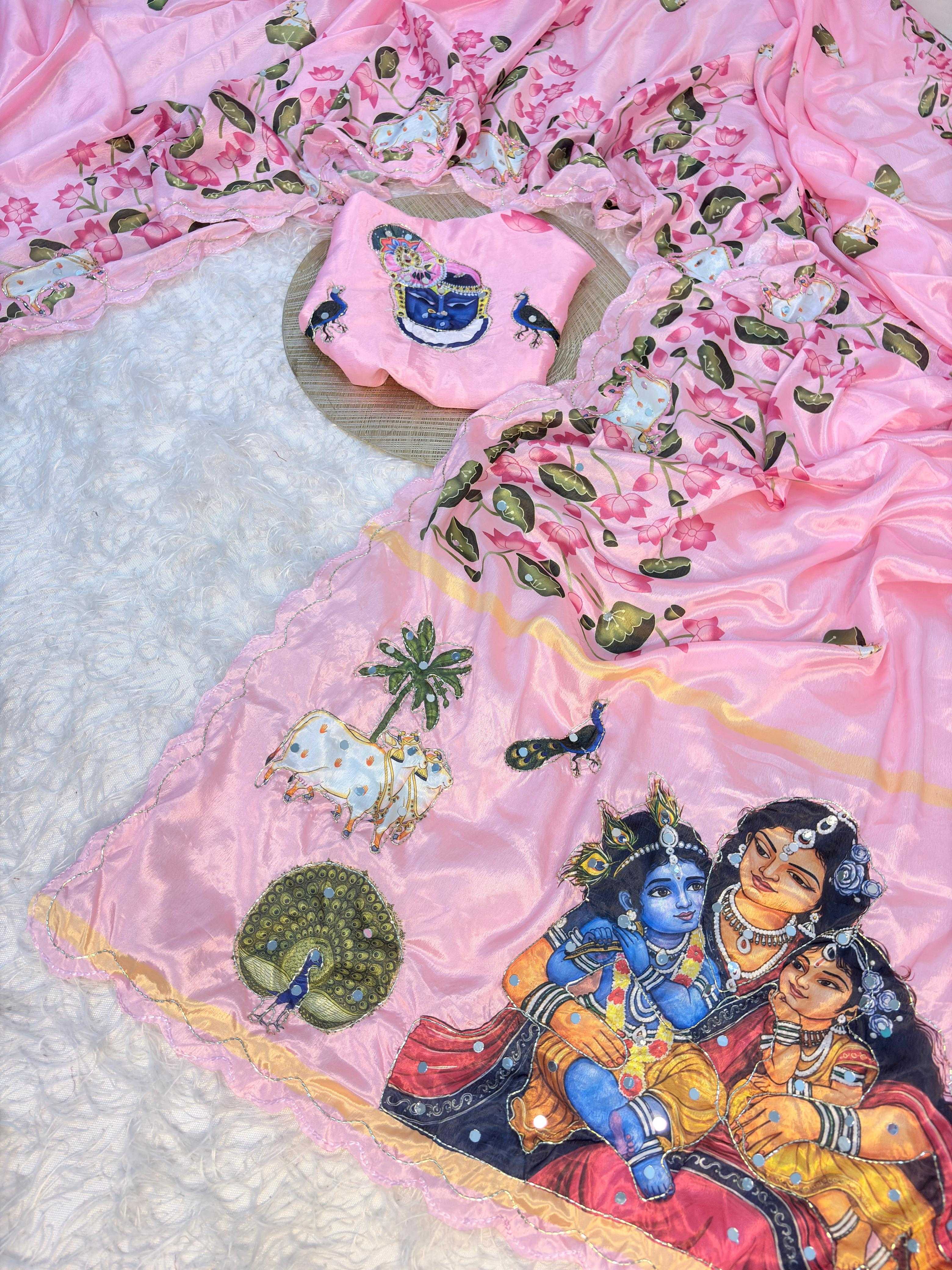 YNF Wholesale Soft Silk Printed Sarees KESH419 Krishna | Surat Manufacturer