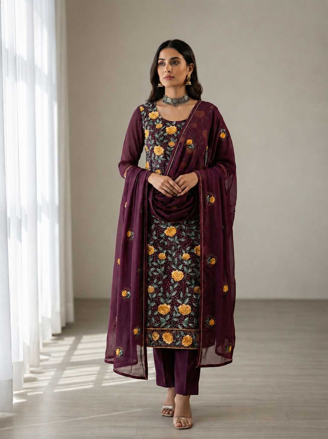 YNF Wholesale Georgette Embroidery Suits KESH448 7054 | Surat Manufacturer