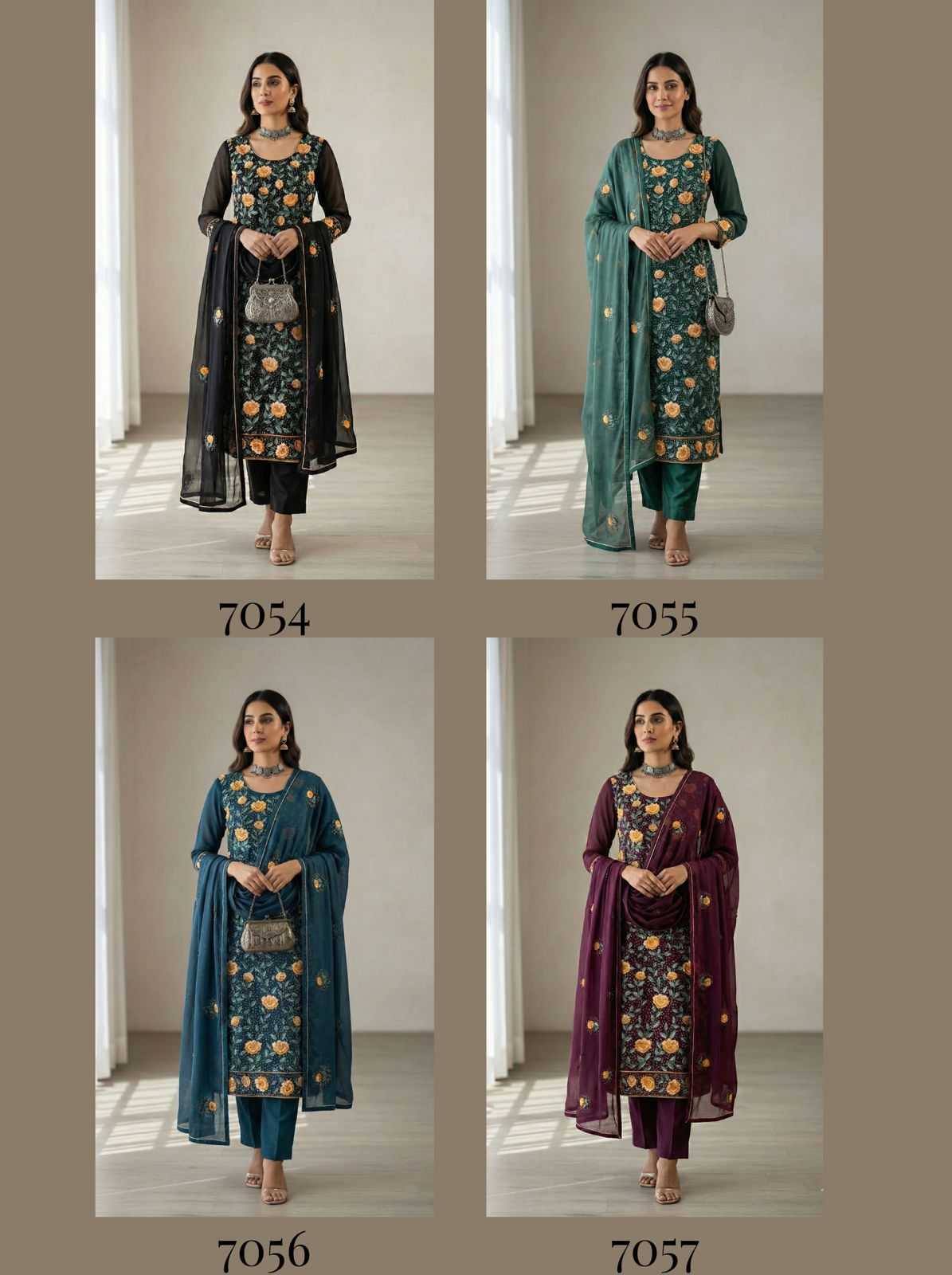 YNF Wholesale Georgette Embroidery Suits KESH448 7054 | Surat Manufacturer