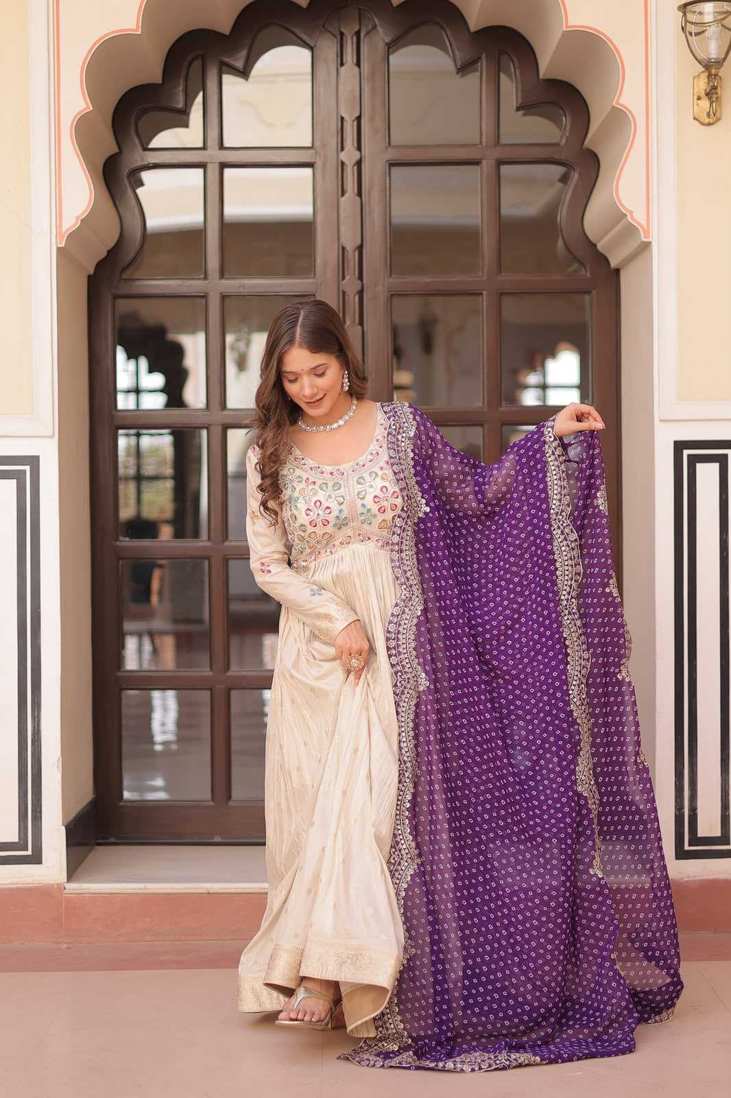 YNF Wholesale Jacquard Embroidery Gowns KESH491 9249 | Surat Manufacturer