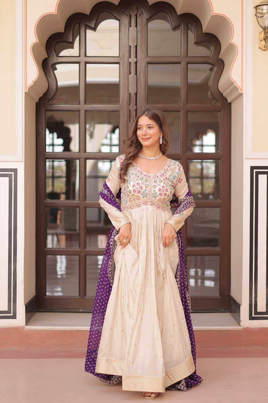 YNF Wholesale Jacquard Embroidery Gowns KESH491 9249 | Surat Manufacturer