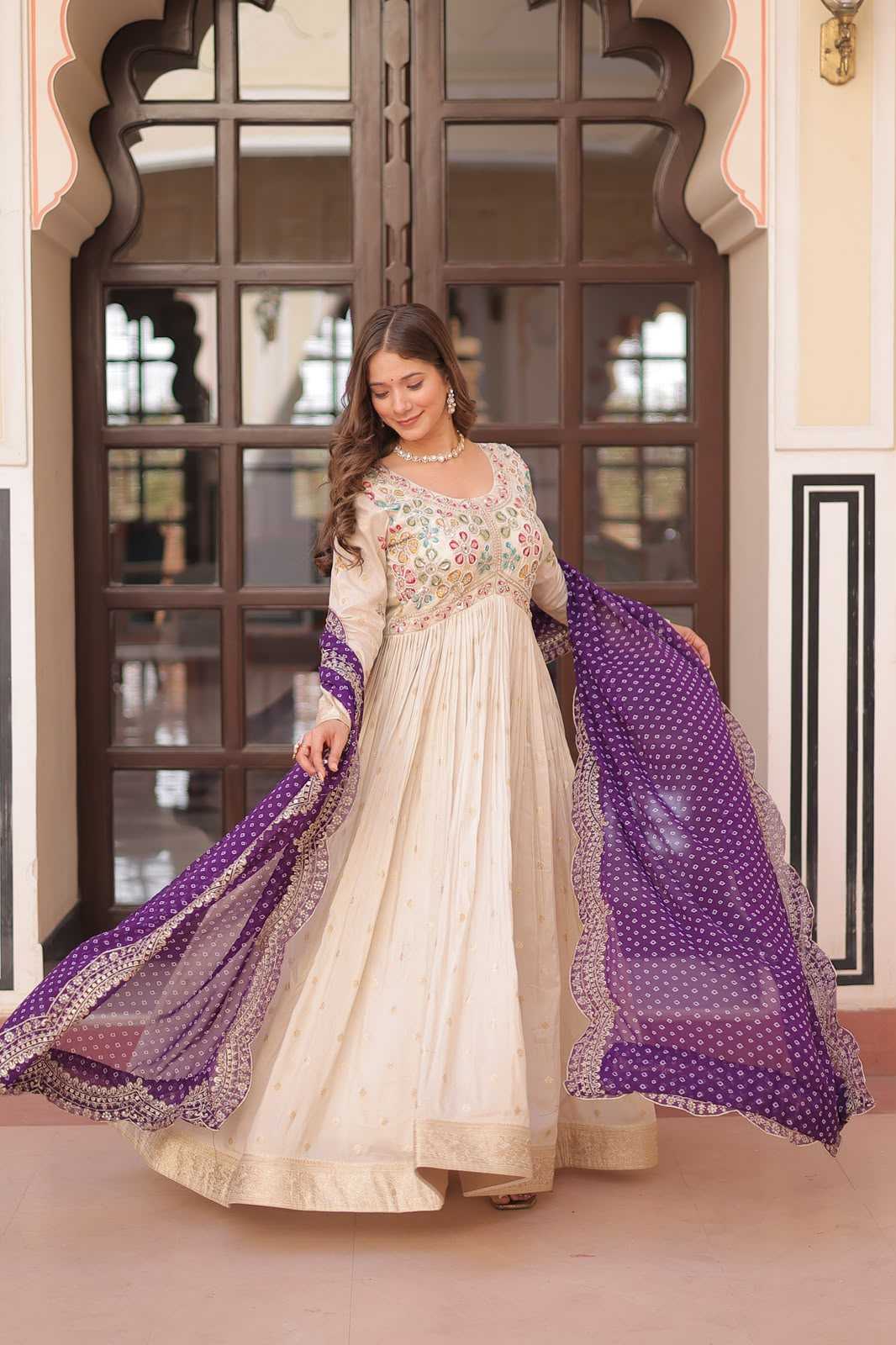 YNF Wholesale Jacquard Embroidery Gowns KESH491 9249 | Surat Manufacturer
