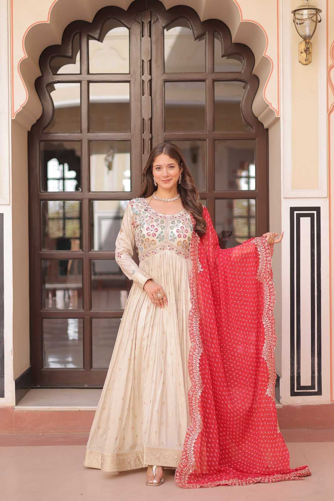 YNF Wholesale Jacquard Embroidery Gowns KESH491 9249 | Surat Manufacturer