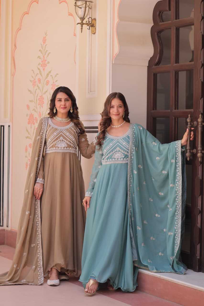 YNF Wholesale Georgette Embroidery Gowns KESH491 9311 | Surat Manufacturer