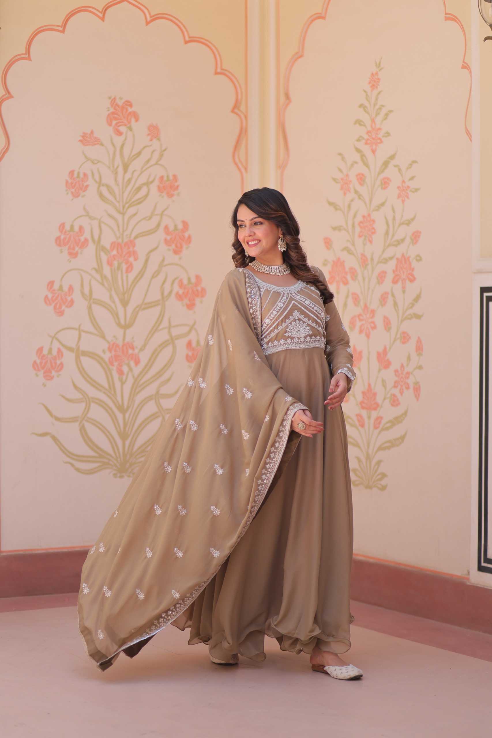 YNF Wholesale Georgette Embroidery Gowns KESH491 9311 | Surat Manufacturer