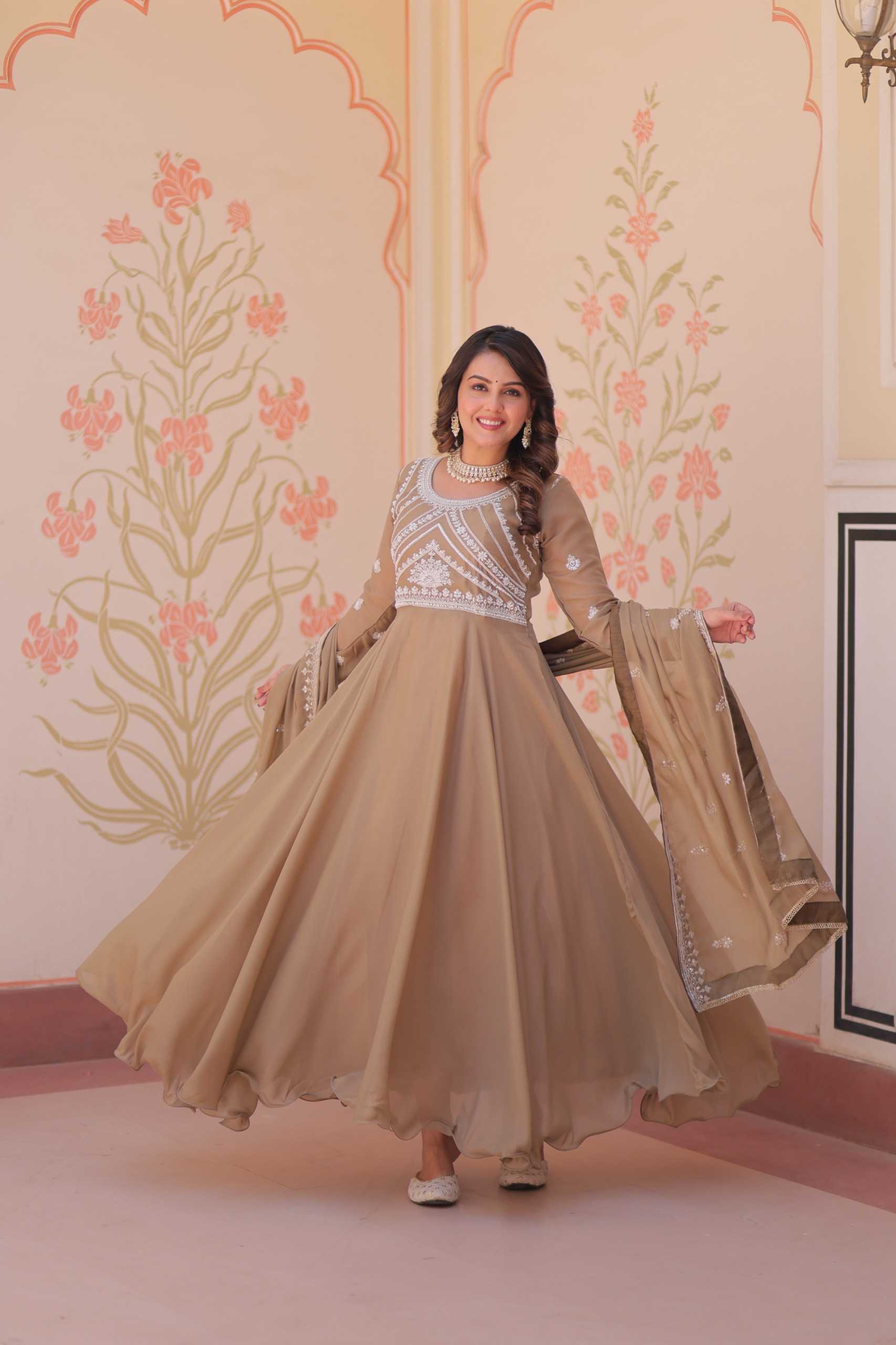 YNF Wholesale Georgette Embroidery Gowns KESH491 9311 | Surat Manufacturer