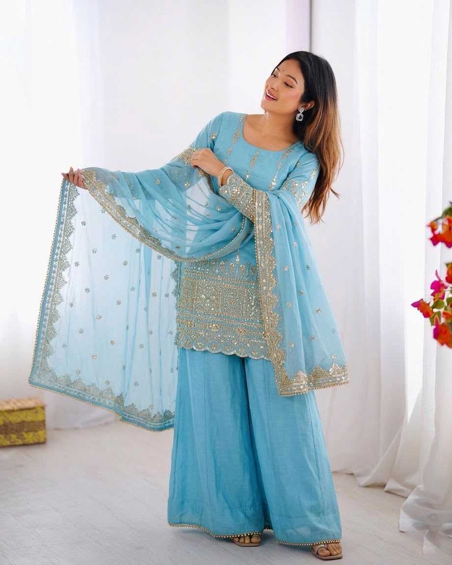 YNF Wholesale Vichitra Silk Sharara Salwar Suits KESH499 430 | Surat Manufacturer
