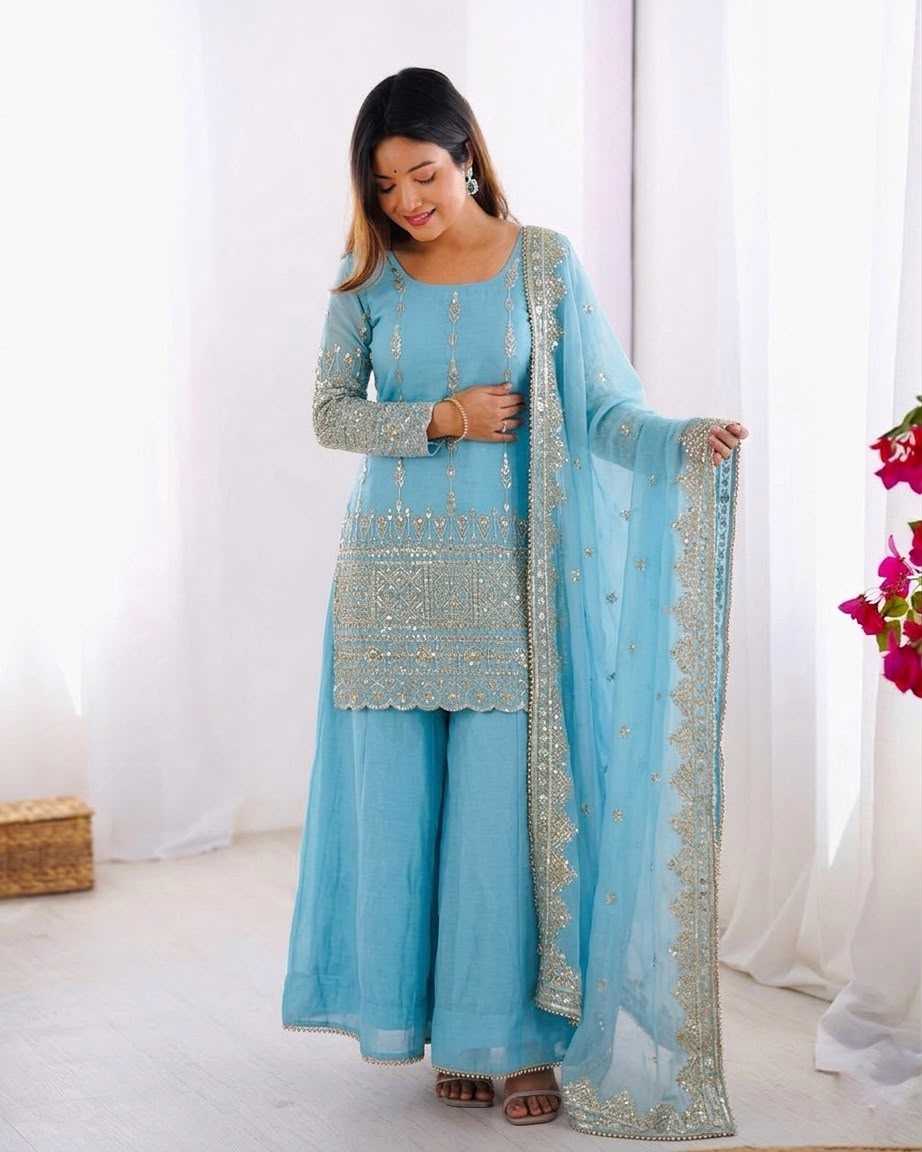 YNF Wholesale Vichitra Silk Sharara Salwar Suits KESH499 430 | Surat Manufacturer