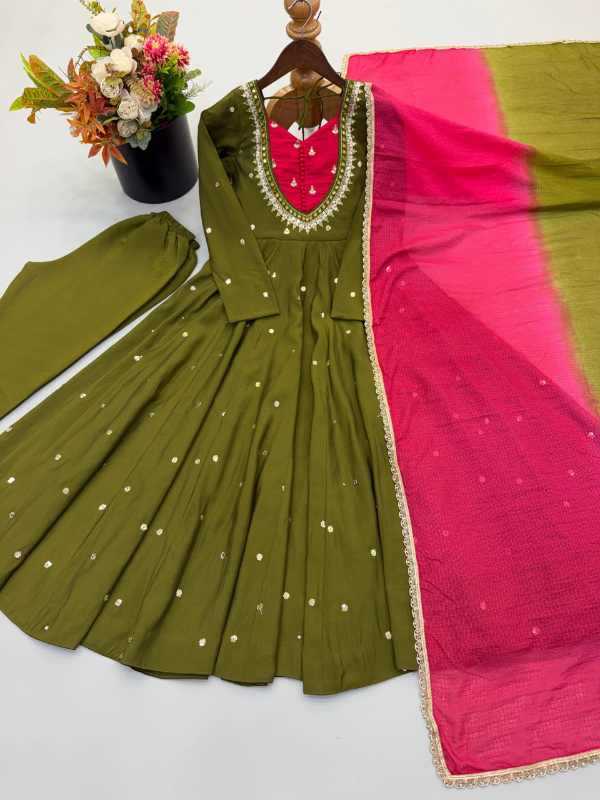 YNF Wholesale Heavy Roman Silk Embroidery Gowns KESH499 5023 | Surat Manufacturer