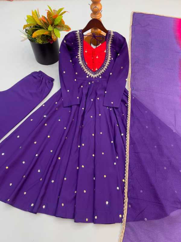 YNF Wholesale Heavy Roman Silk Embroidery Gowns KESH499 5023 | Surat Manufacturer