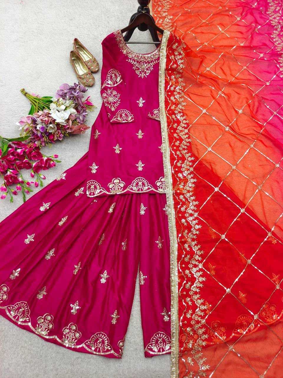 YNF Wholesale Chinon Silk Sharara Salwar Suits KESH506 1223 | Surat Manufacturer