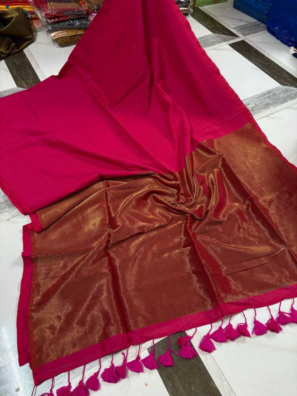 YNF Wholesale Khadi Cotton Zari Border Sarees KESH525 SOLID | Surat Manufacturer