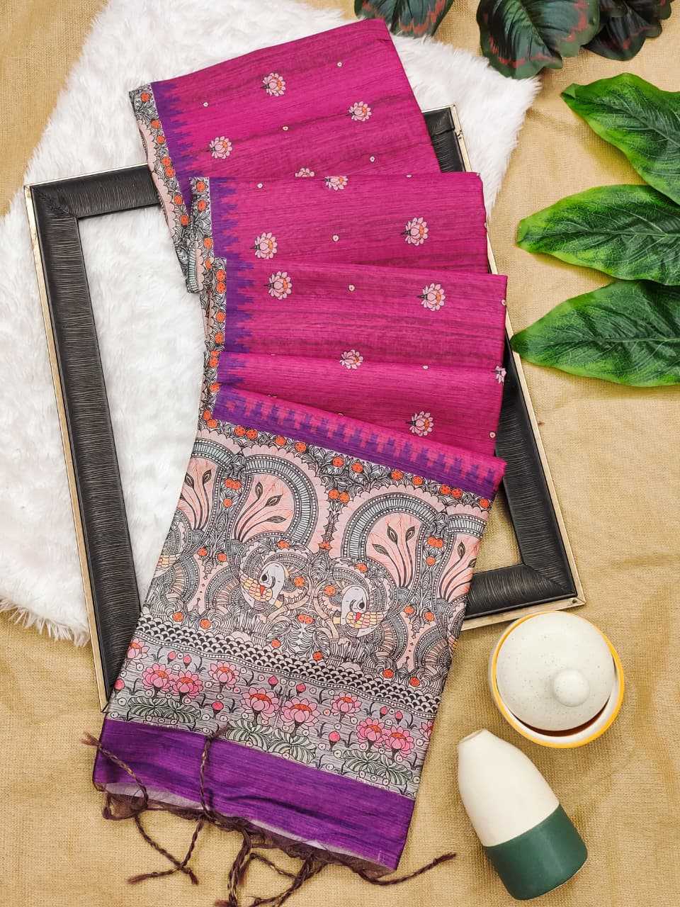 YNF Wholesale Tussar Silk Soft Silk Sarees KESH532 Yogita Lotus 2 | Surat Manufacturer