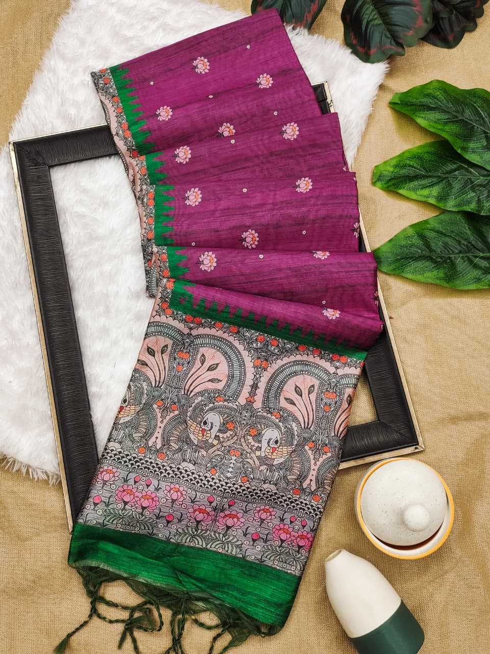 YNF Wholesale Tussar Silk Soft Silk Sarees KESH532 Yogita Lotus 2 | Surat Manufacturer