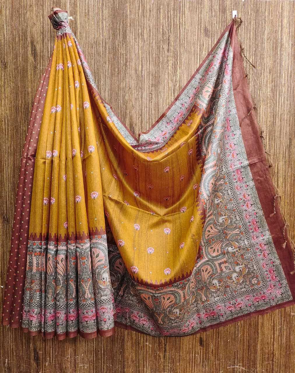 YNF Wholesale Tussar Silk Soft Silk Sarees KESH532 Yogita Lotus 2 | Surat Manufacturer