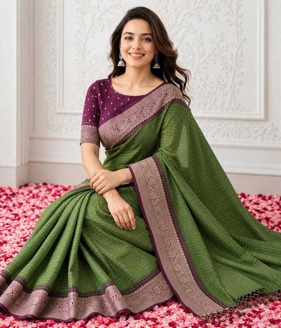 YNF Wholesale Dola Silk Dola Silk Sarees KESH577 PURPLE CHEX | Surat Manufacturer
