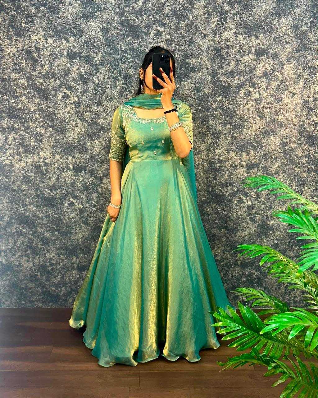 YNF Wholesale Satin Embroidery Gowns KESH599 Gargeyi | Surat Manufacturer