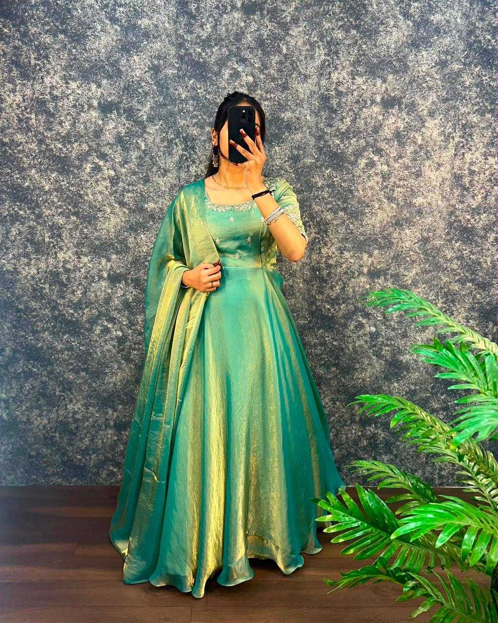 YNF Wholesale Satin Embroidery Gowns KESH599 Gargeyi | Surat Manufacturer