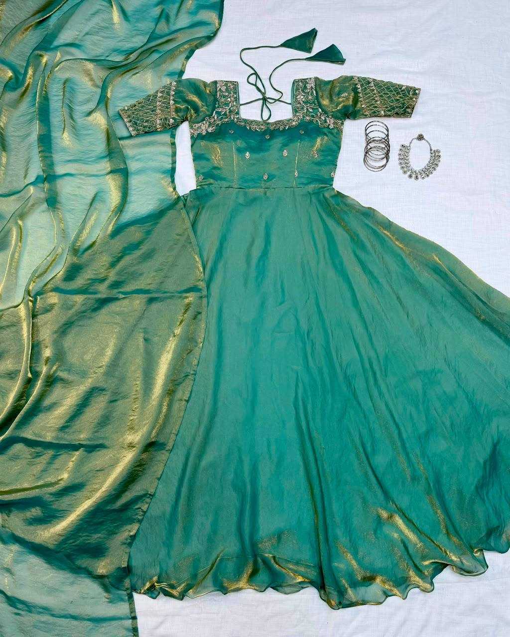 YNF Wholesale Satin Embroidery Gowns KESH599 Gargeyi | Surat Manufacturer