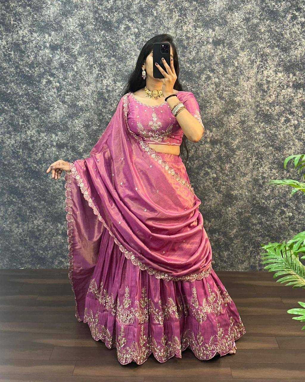 YNF Wholesale Tissue Fancy Lehenga KESH599 Kaumudi | Surat Manufacturer