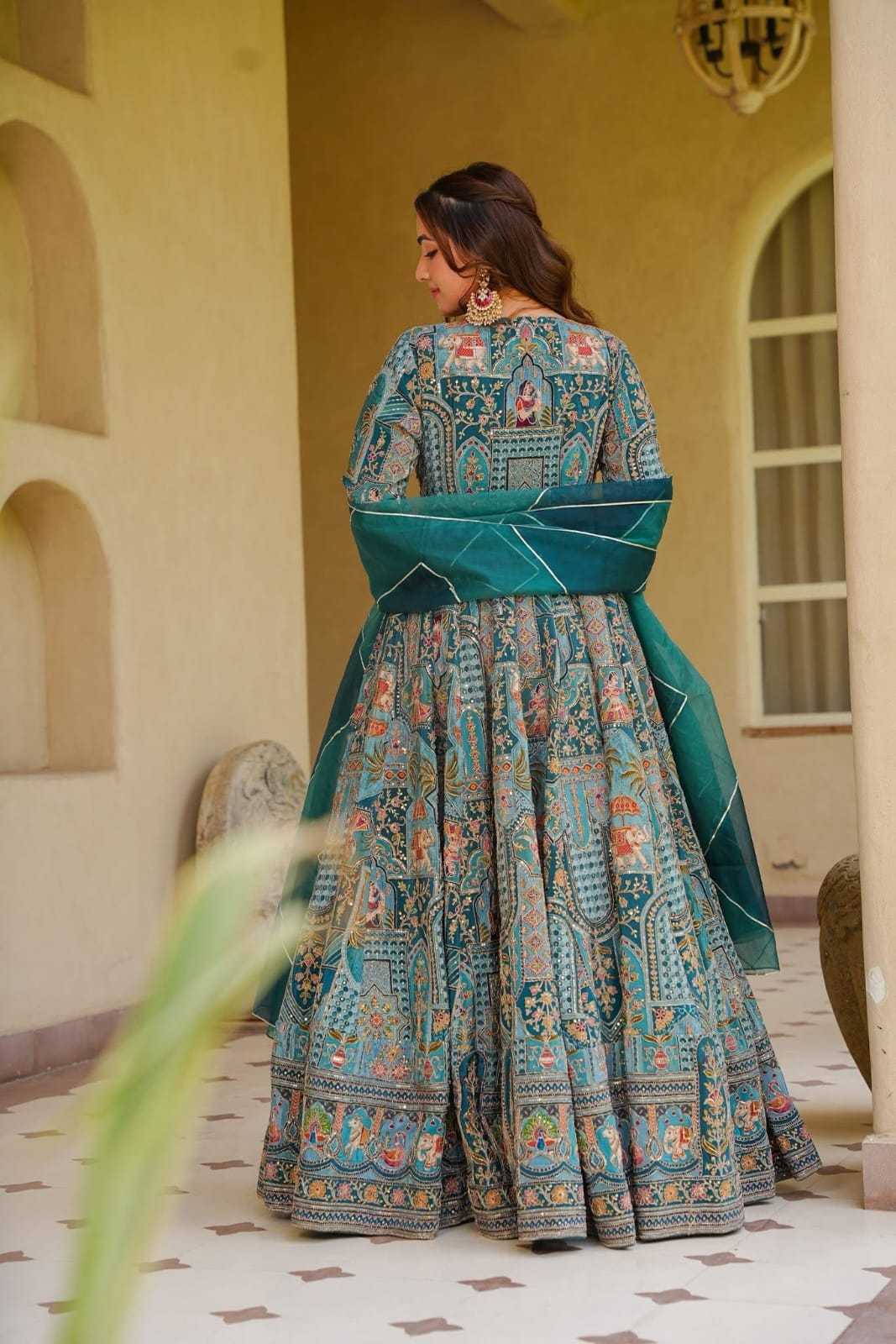 YNF Wholesale Chinon Printed Gowns KESH625 013 | Surat Manufacturer