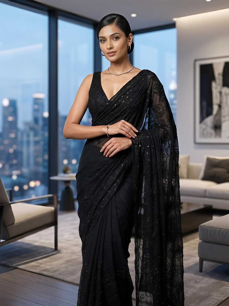 YNF Wholesale Premium Georgette Ready To Wear Sarees KESH673 STAR EMBROIDERY | Surat Manufacturer