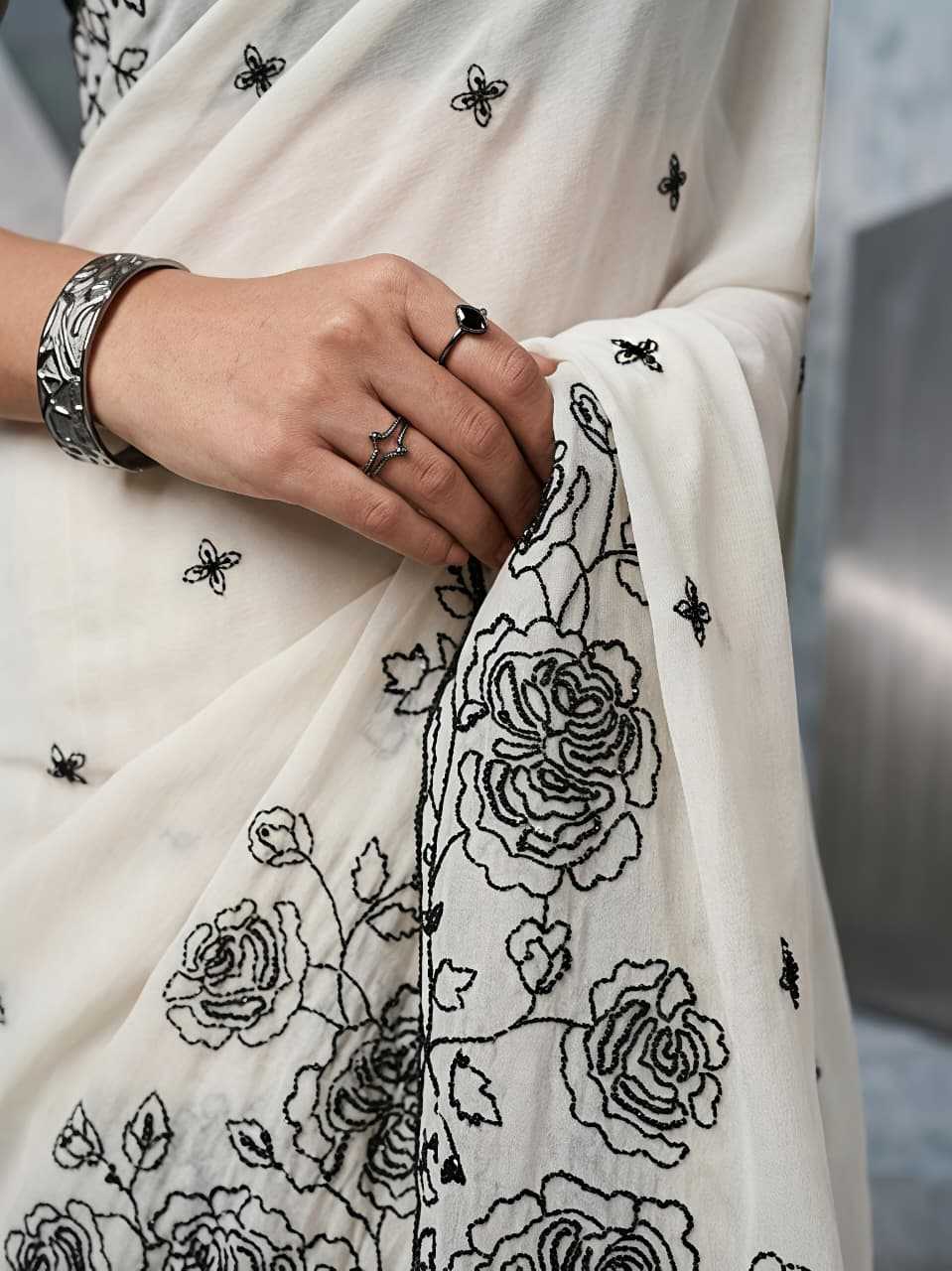 YNF Wholesale Premium Georgette Ready To Wear Sarees KESH673 STAR EMBROIDERY | Surat Manufacturer