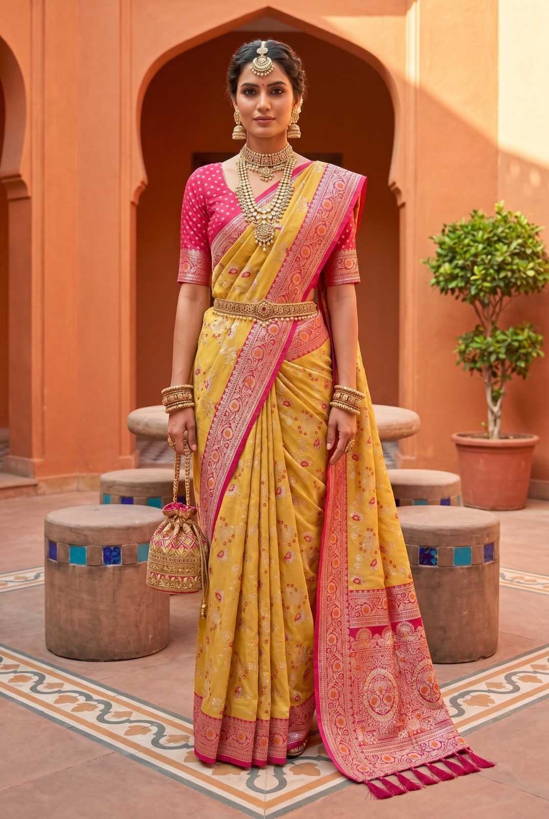 YNF Wholesale Banarasi Soft Silk Zari Border Sarees KESH700 Radhika | Surat Manufacturer