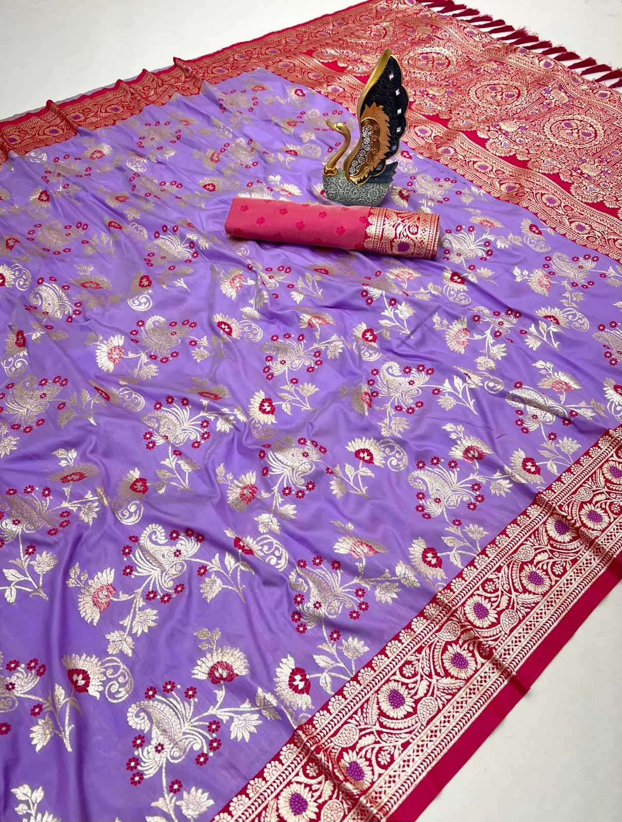 YNF Wholesale Banarasi Soft Silk Zari Border Sarees KESH700 Radhika | Surat Manufacturer