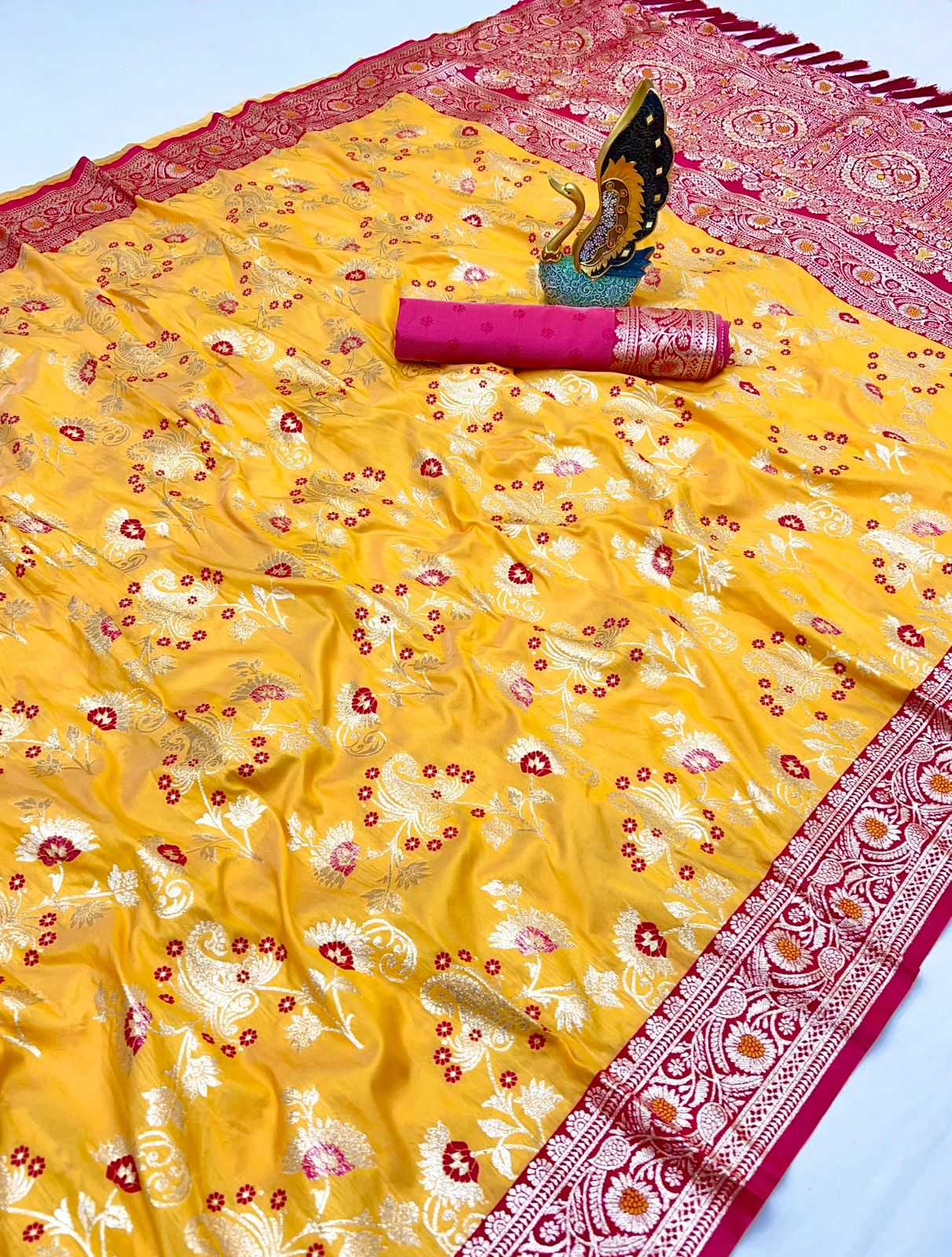 YNF Wholesale Banarasi Soft Silk Zari Border Sarees KESH700 Radhika | Surat Manufacturer
