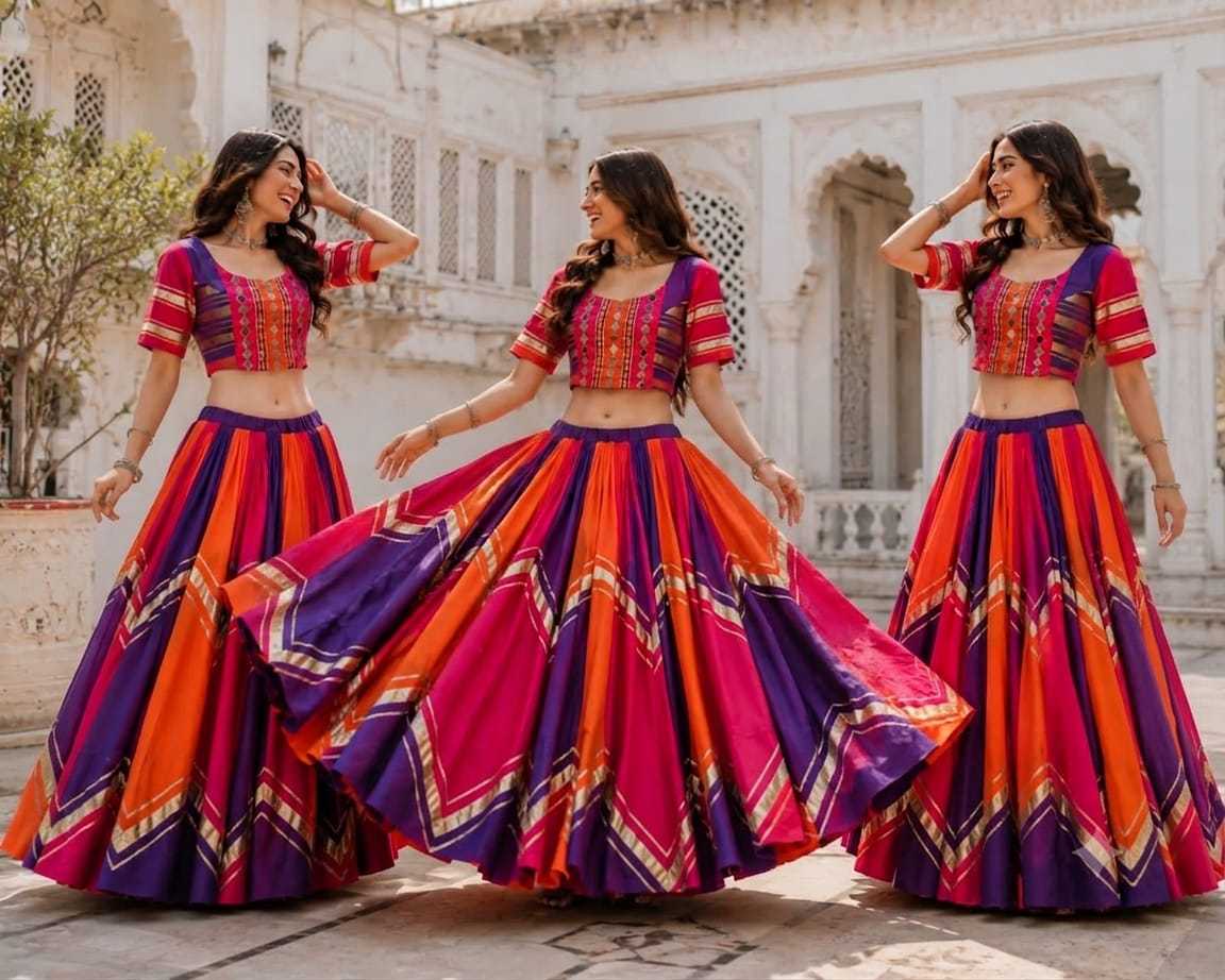 YNF Wholesale Heavy Roman Silk Silk Lehenga KESH711 Rainbow | Surat Manufacturer