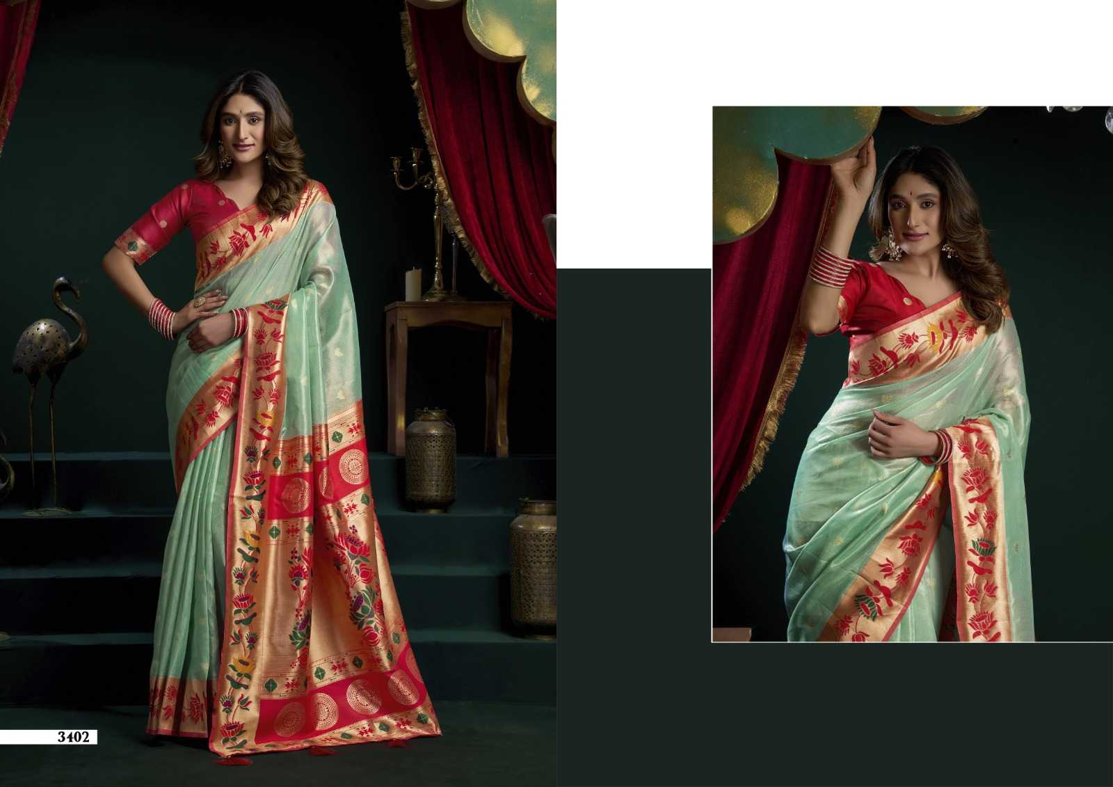 YNF Wholesale Tissue Designer Sarees KESH744 GOBUNI SEERAT | Surat Manufacturer