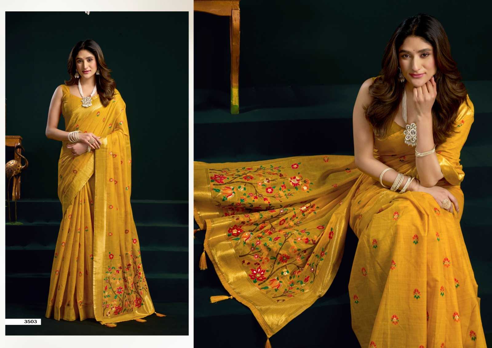 YNF Wholesale Cotton Fancy Sarees KESH744 GOBUNI SIYA | Surat Manufacturer