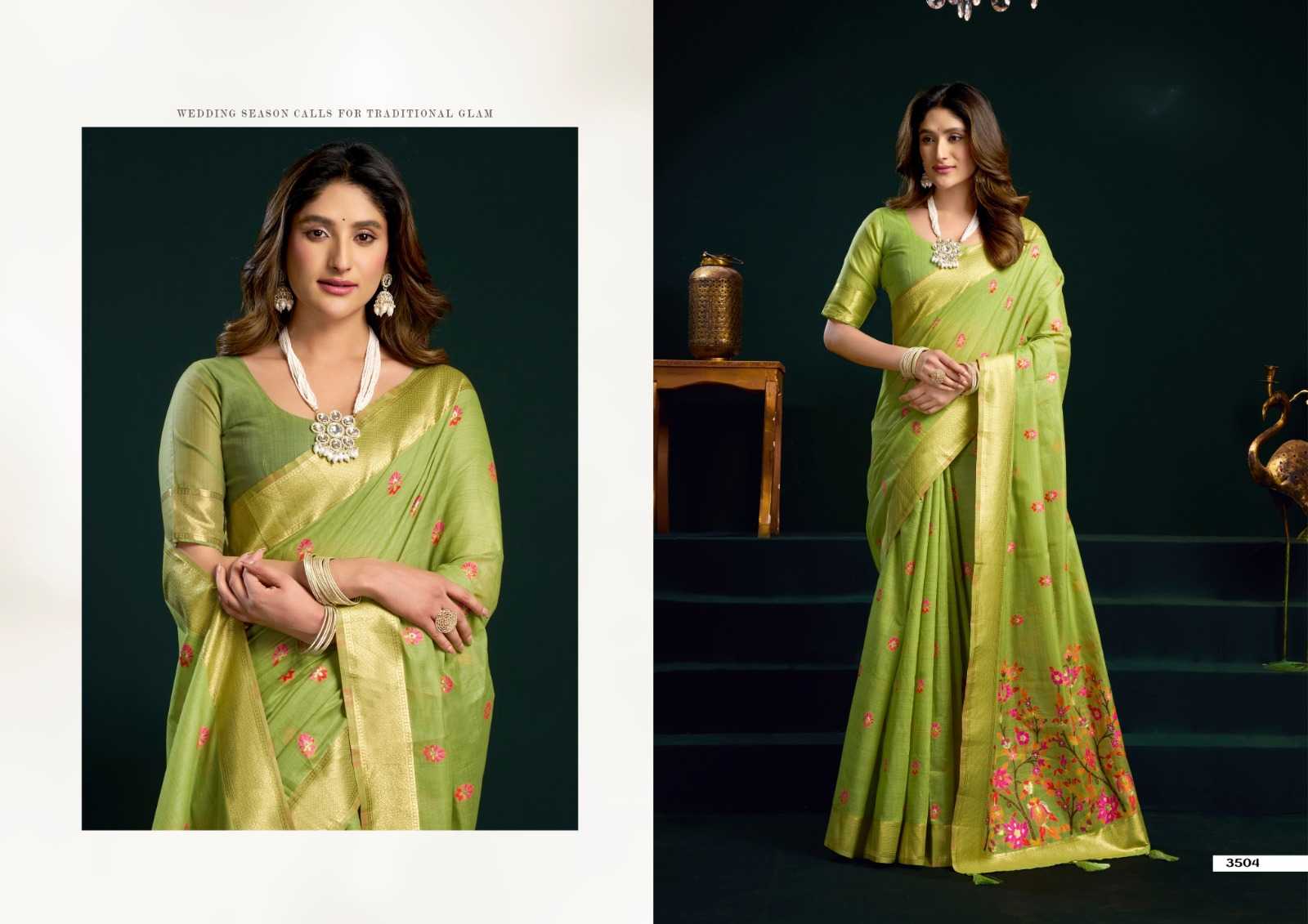 YNF Wholesale Cotton Fancy Sarees KESH744 GOBUNI SIYA | Surat Manufacturer