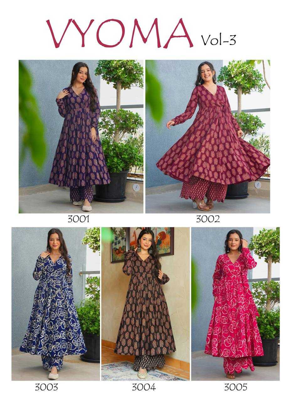 YNF Wholesale Heavy Rayon Printed Gowns KESH744 VYOMA V-3 | Surat Manufacturer
