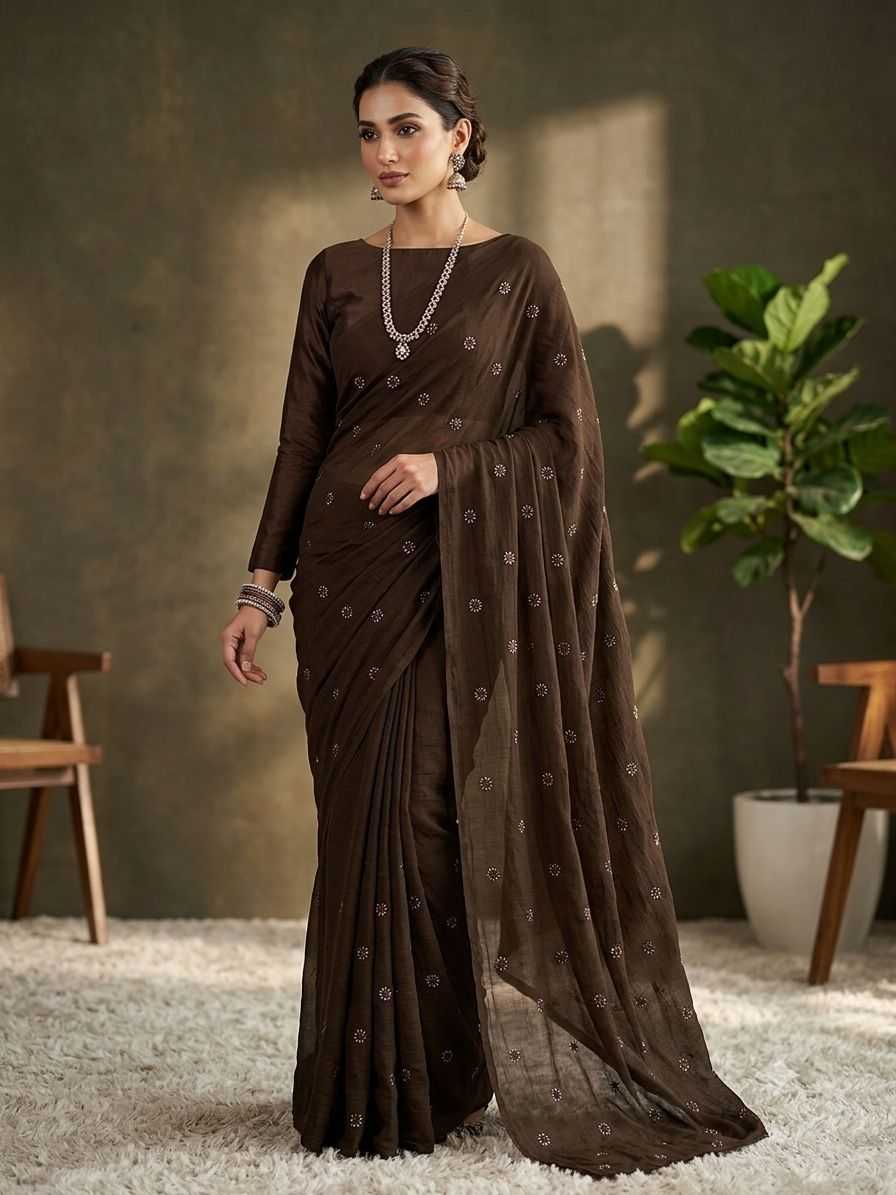 YNF Wholesale Crunchi Designer Sarees KESH752 Coffee | Surat Manufacturer