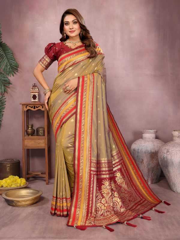 YNF Wholesale Handloom Silk Designer Sarees KESH753 Sindur | Surat Manufacturer