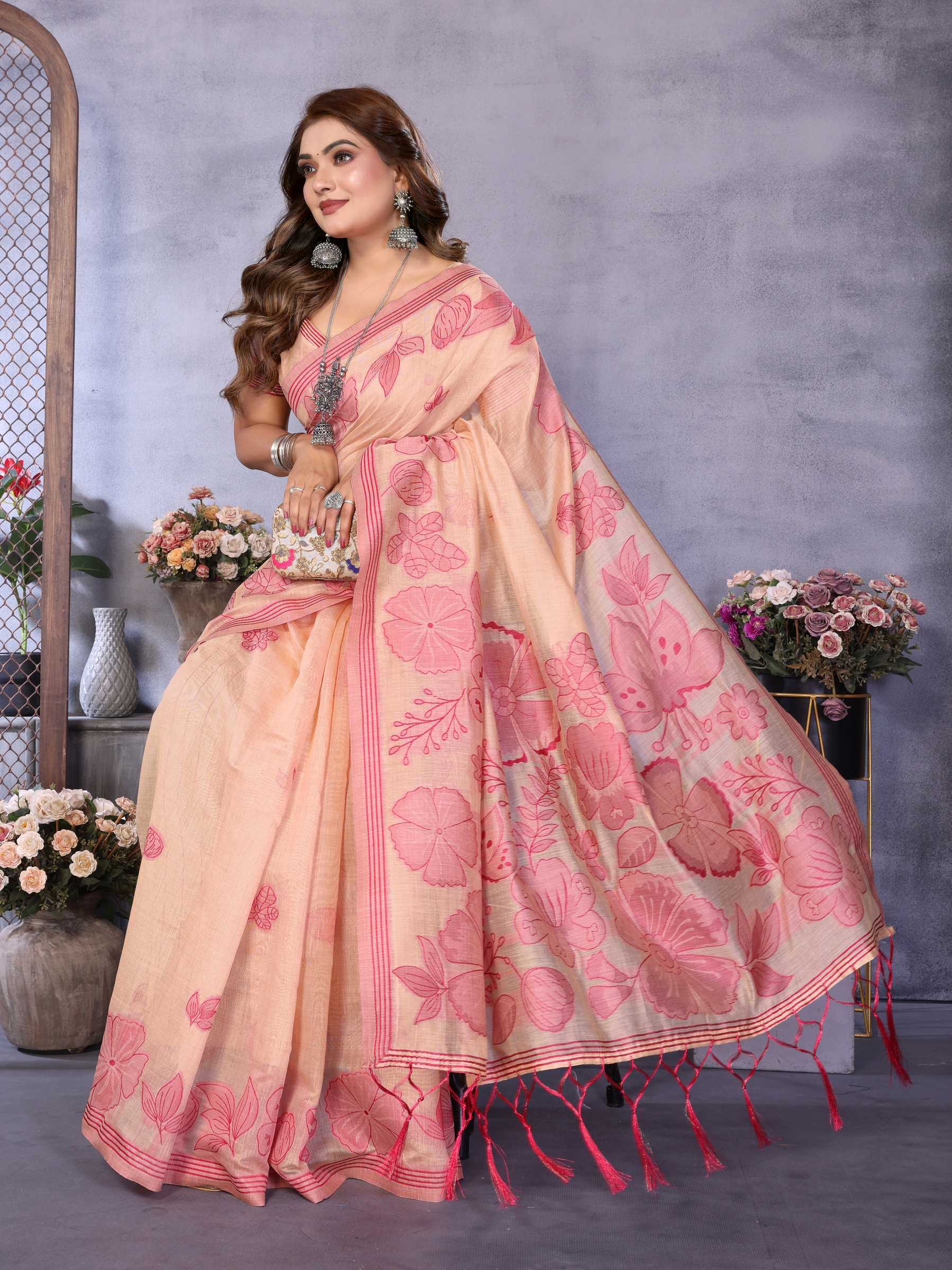 YNF Wholesale Cotton Jacquard Saree RIN144 Juhi | Surat Manufacturer