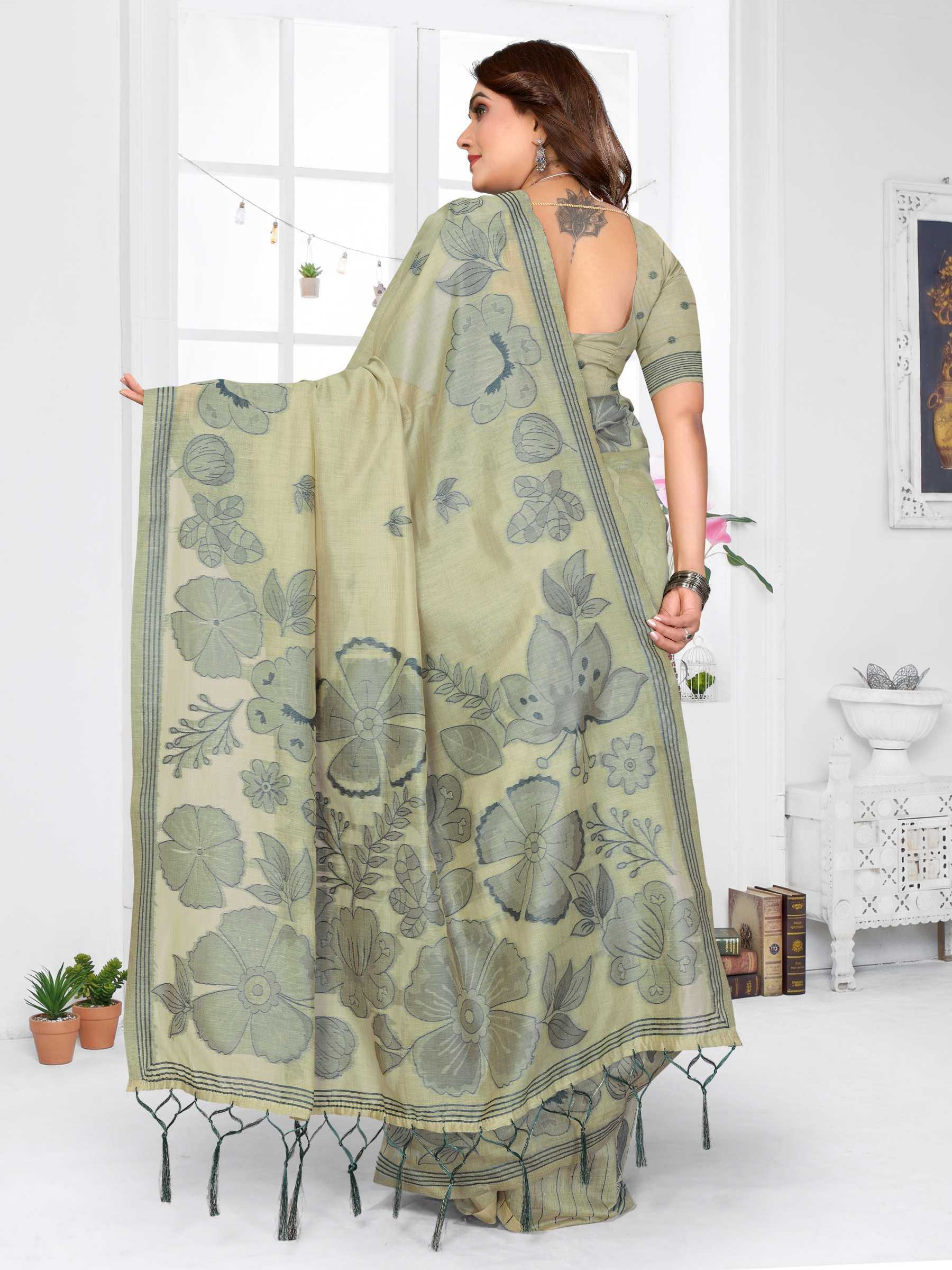 YNF Wholesale Cotton Jacquard Saree RIN144 Juhi | Surat Manufacturer
