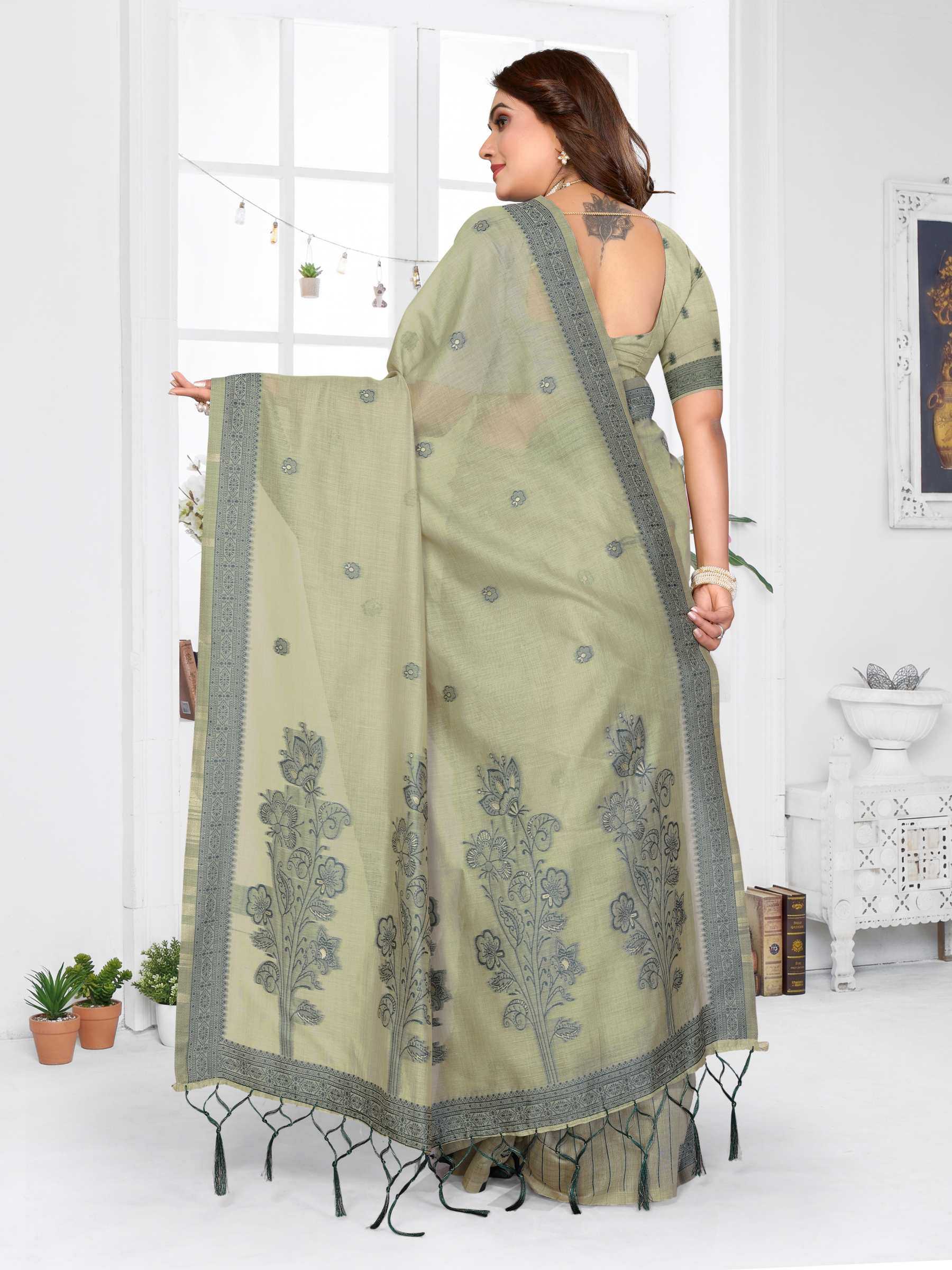 YNF Wholesale Cotton Jacquard Saree RIN144 Parmeshwari | Surat Manufacturer