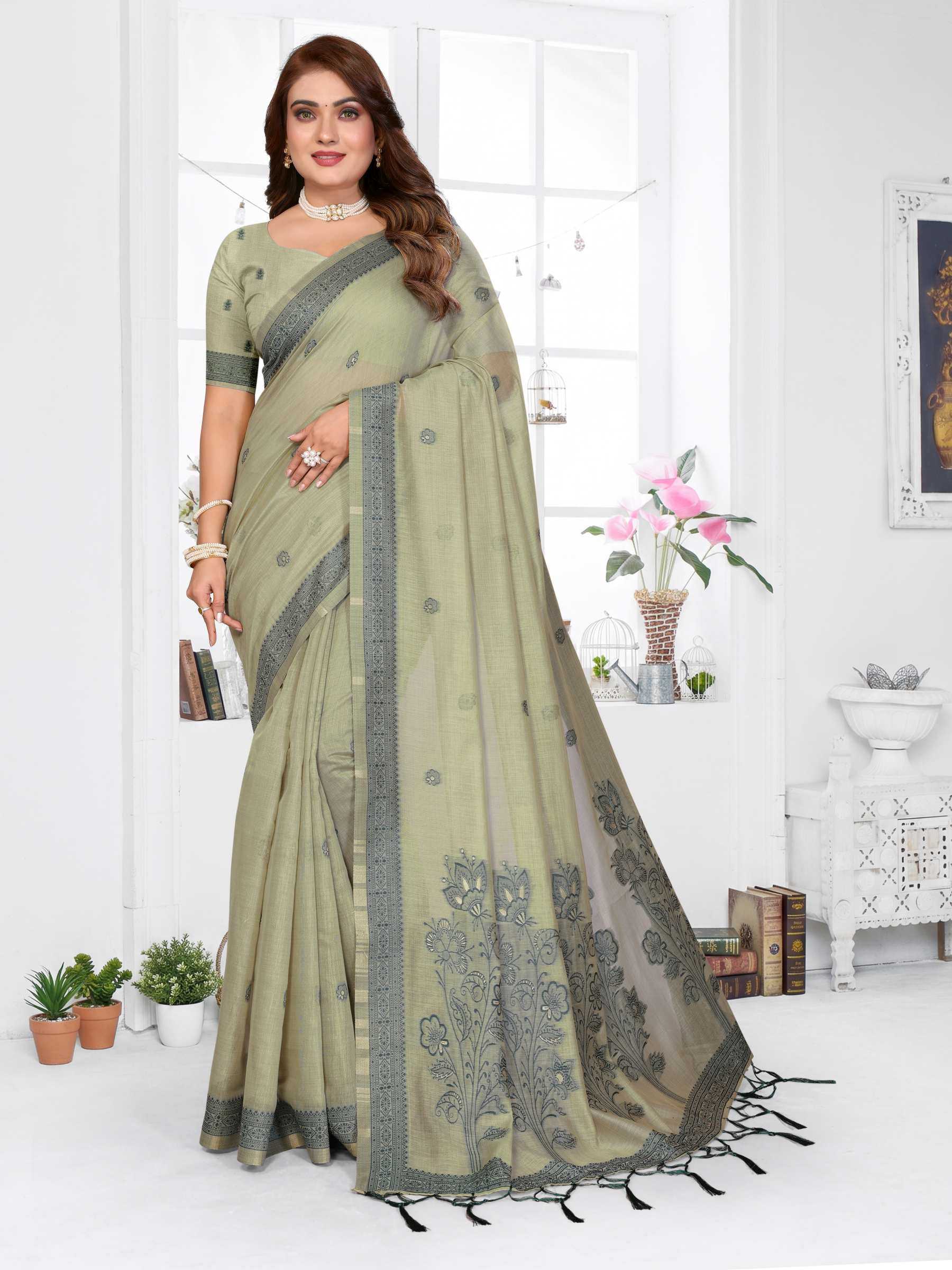 YNF Wholesale Cotton Jacquard Saree RIN144 Parmeshwari | Surat Manufacturer