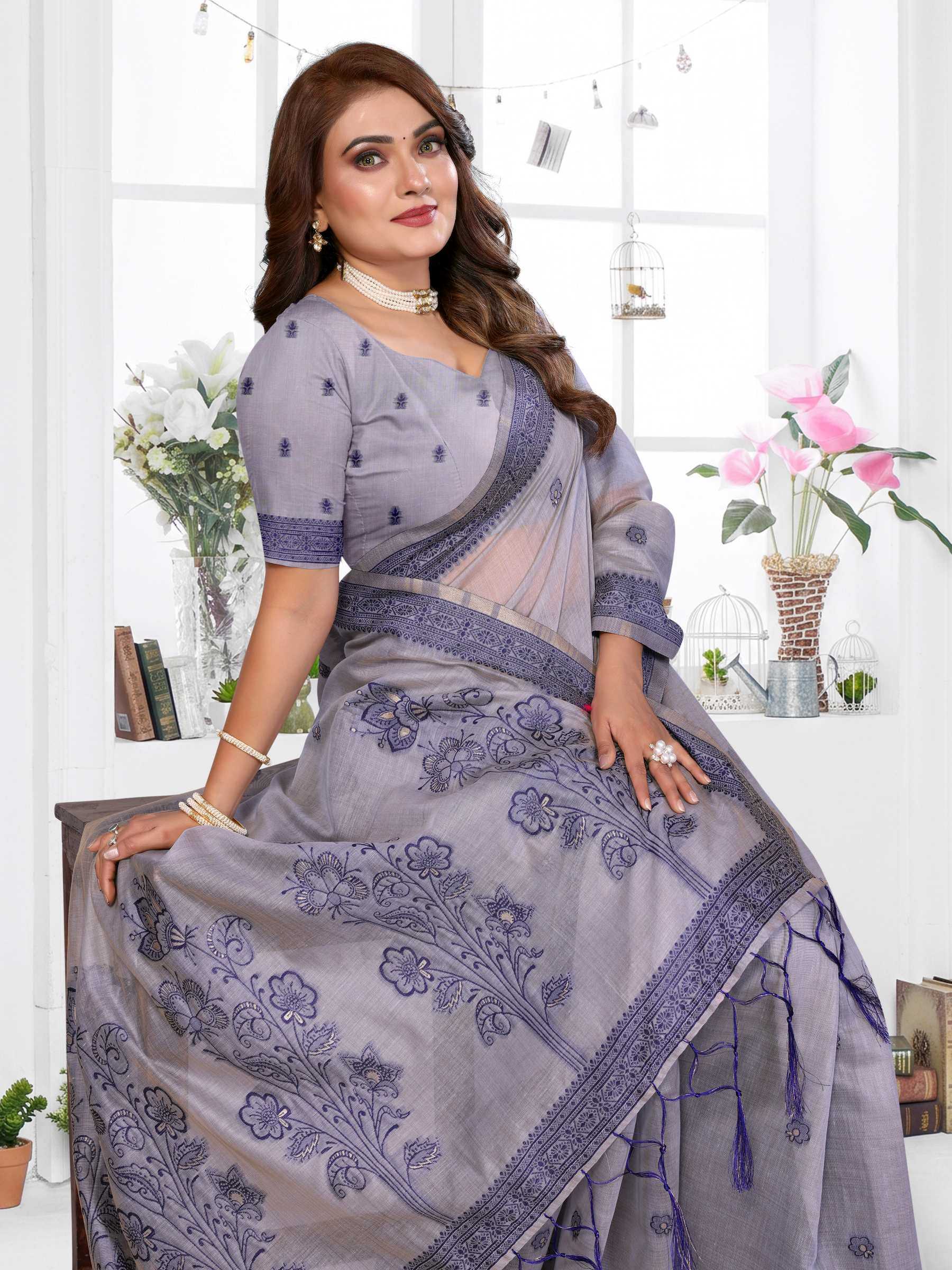 YNF Wholesale Cotton Jacquard Saree RIN144 Parmeshwari | Surat Manufacturer