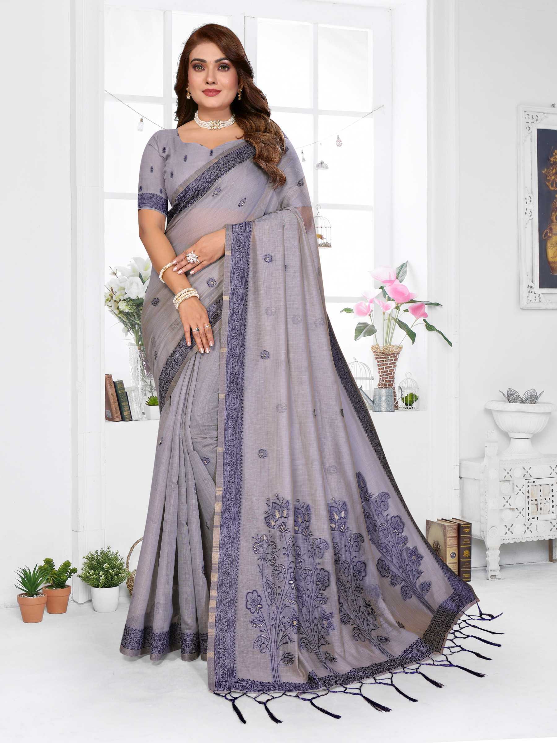 YNF Wholesale Cotton Jacquard Saree RIN144 Parmeshwari | Surat Manufacturer